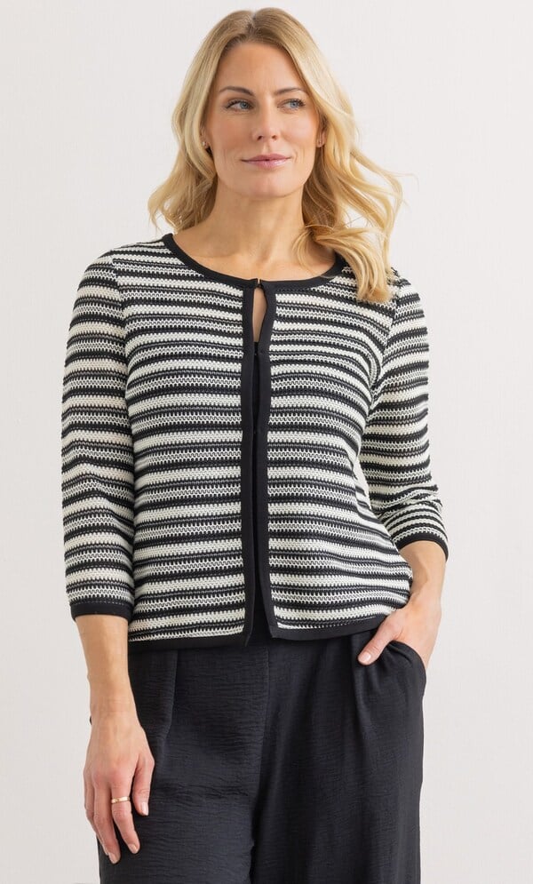 Striped Edge To Edge Crochet Jacket