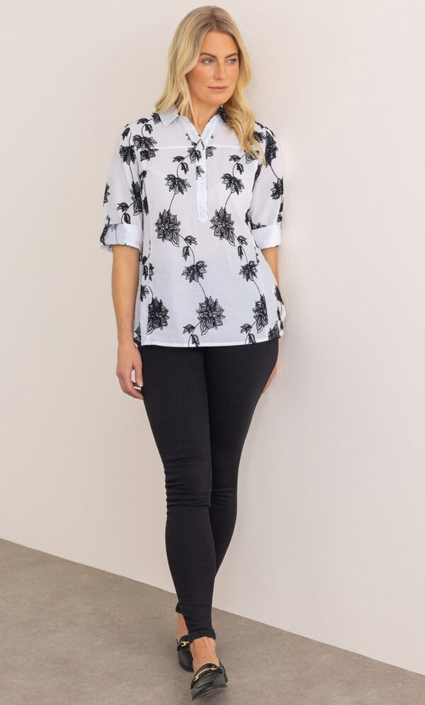 Floral Embroidered Cotton Top