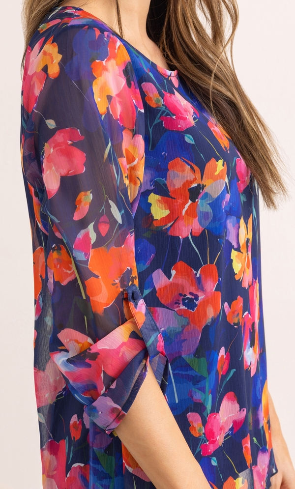 Garden Print Dip Hem Top