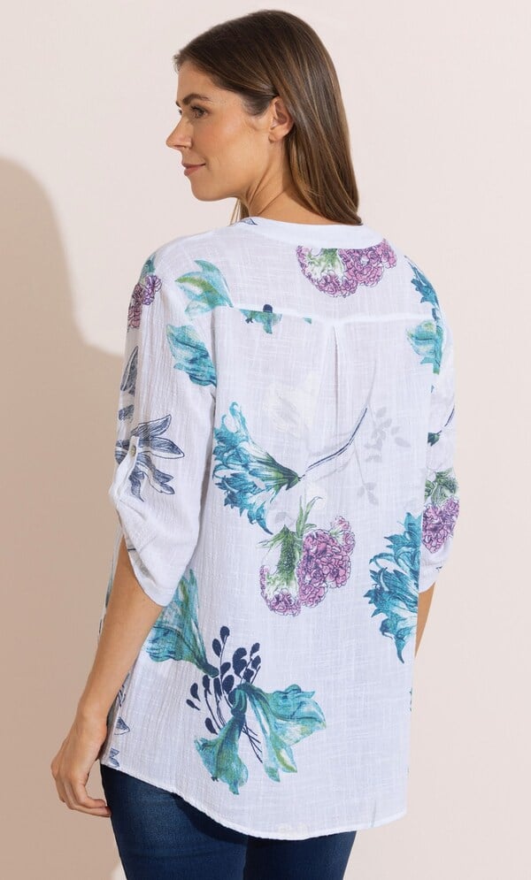 Garden Print Cotton Tunic Top