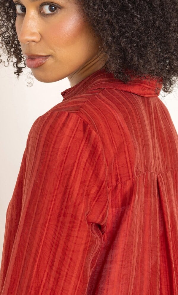 Striped Button Cuff Blouse