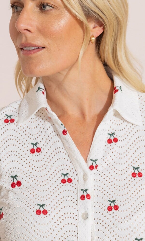 Anna Rose Embroidered Cherry Blouse