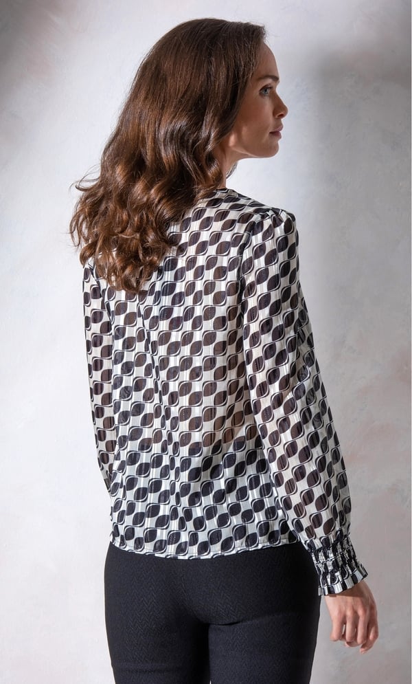 Printed Chiffon Long Sleeve Top