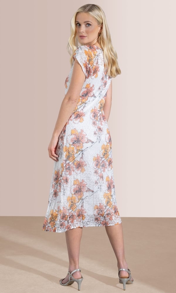 Pleated Lace Printed Dress
