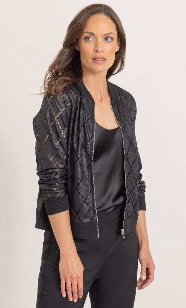 Diamond Pattern Bomber Jacket
