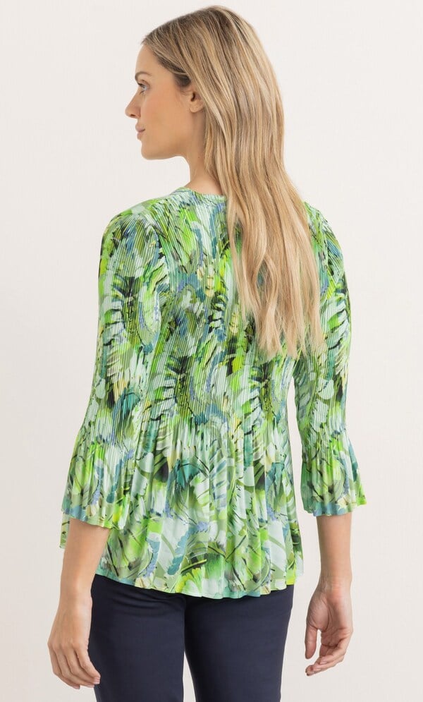 Three Quarter Sleeve Printed Pleat Top
