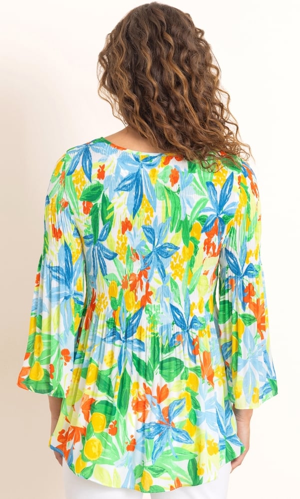 Anna Rose Bouquet Print Pleated Top
