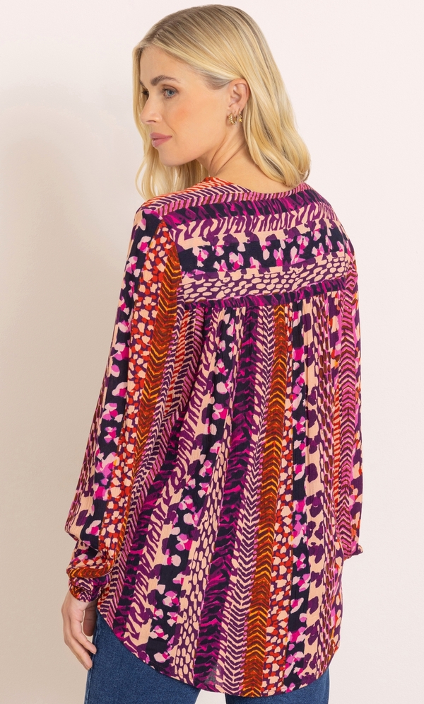 Abstract Printed Long Sleeve Top