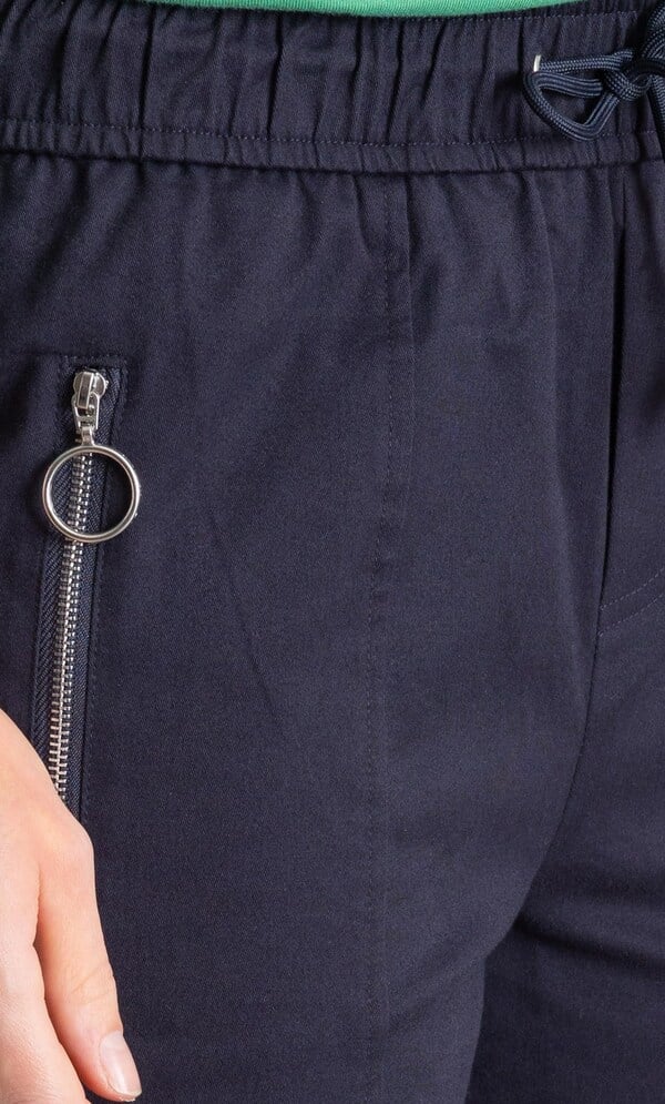 Pull On Cotton Stretch Slim Leg Trousers