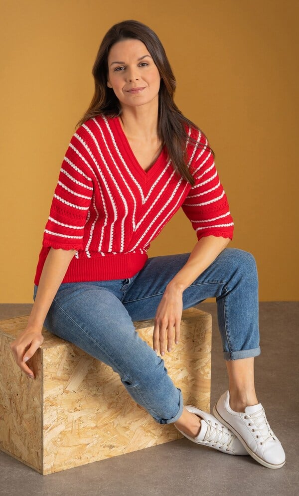 Chevron V Neck Jumper