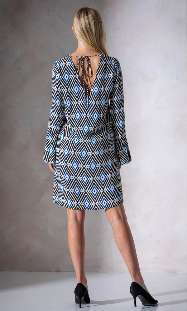Geometric Print Bell Sleeve Tunic Dress