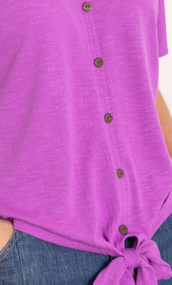 Textured Tie Hem Top