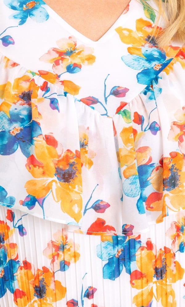 Floral Print Pleated Dress