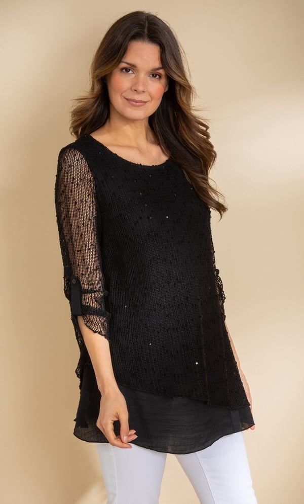 Embellished Layered Lace Tunic Top