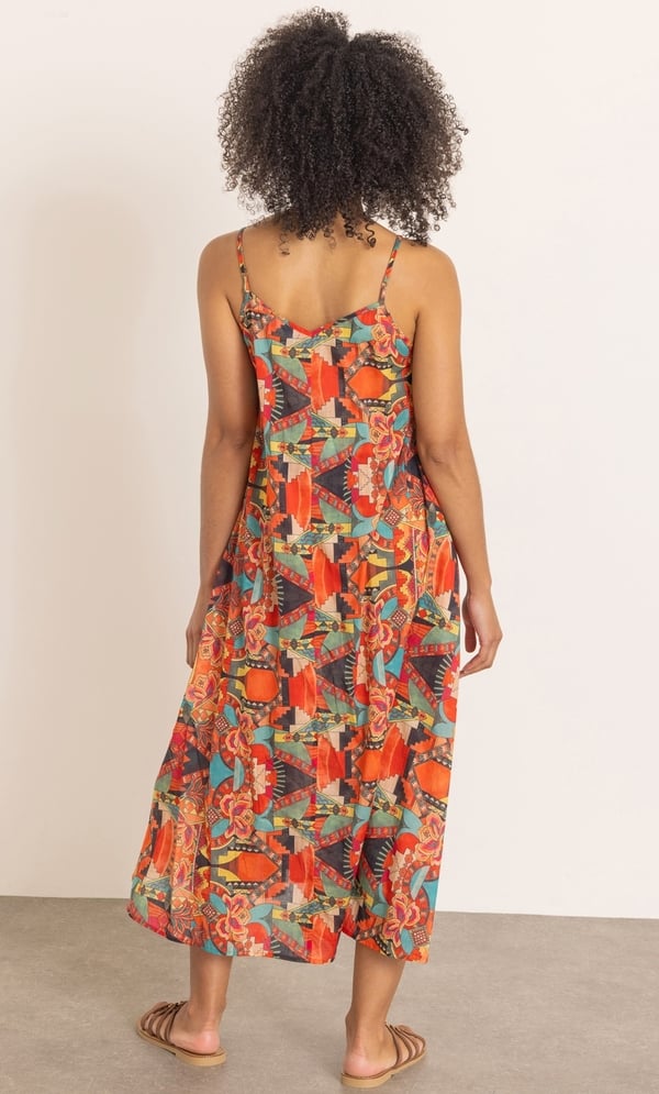 Printed Cotton Trapeze Maxi Dress