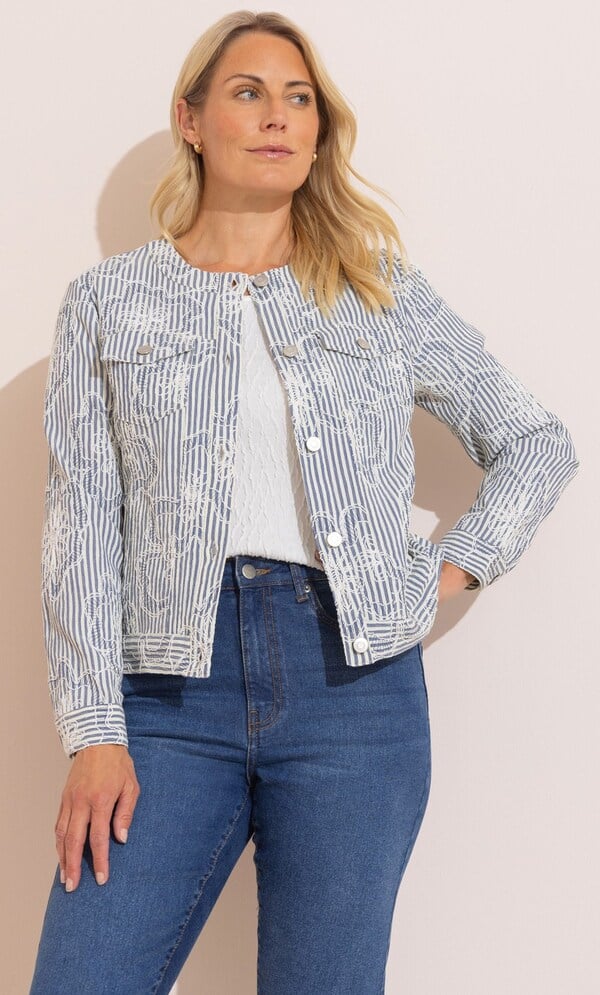 Anna Rose Embroidered Stripe Jacket