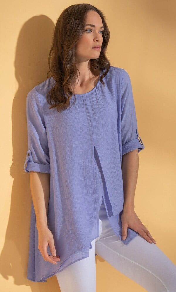 Layered Crinkle Tunic Top