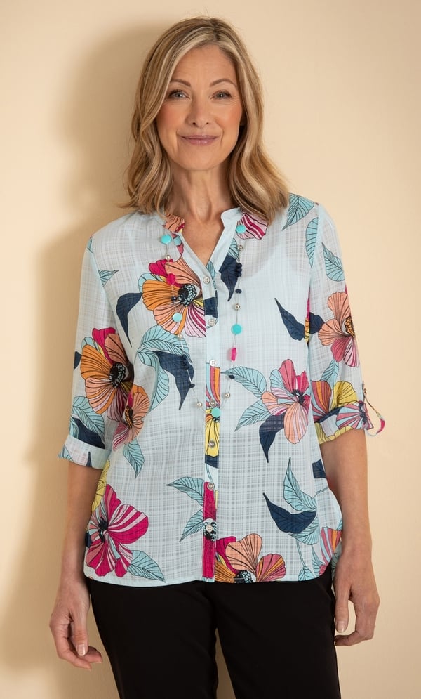 Anna Rose Floral Blouse With Necklace