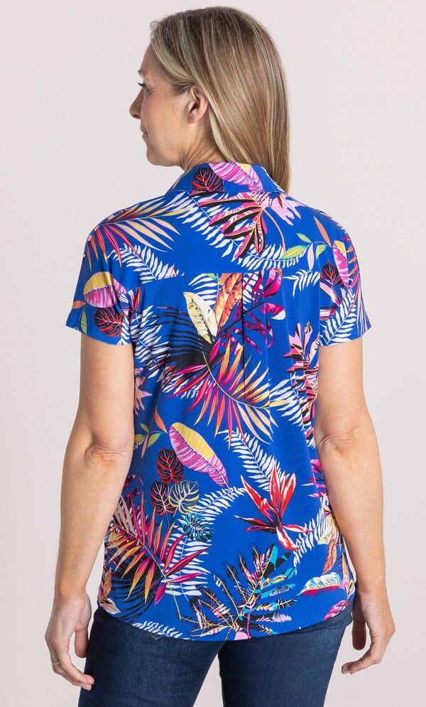 Anna Rose Leaf Print Textured Blouse
