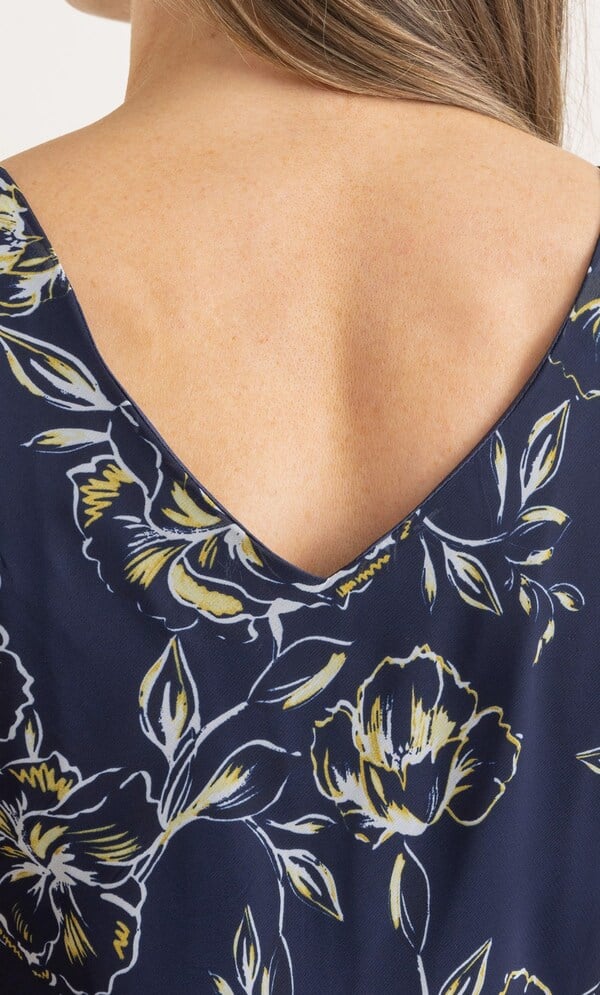 Bias Cut Floral Print Ruffle Midi Dress