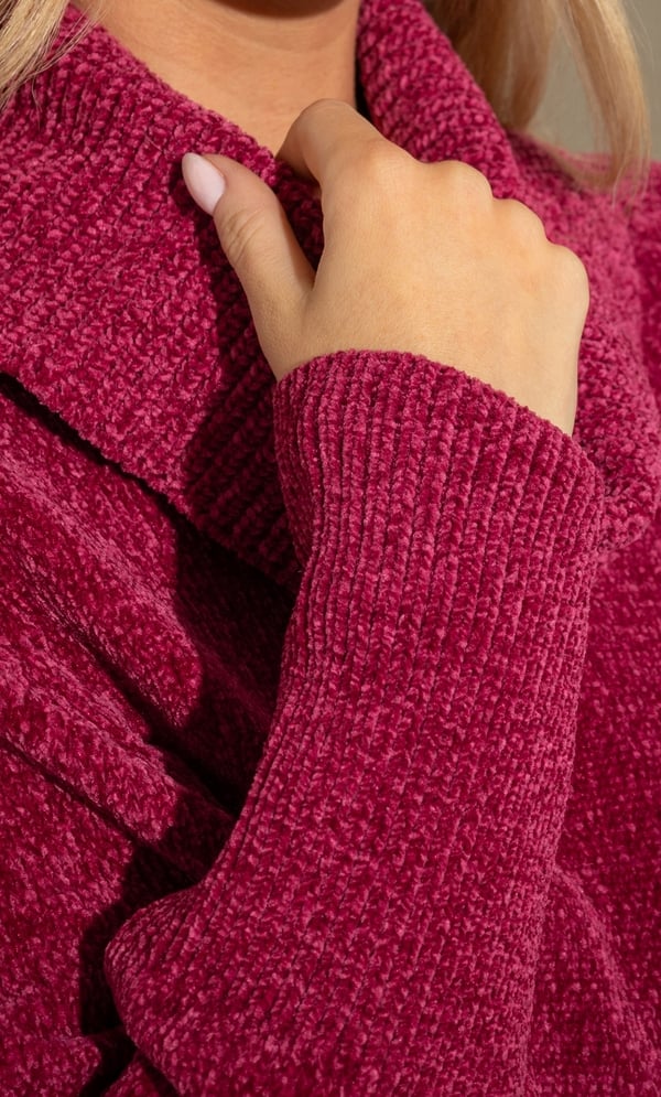 Cowl Neck Batwing Sleeve Chenille Jumper