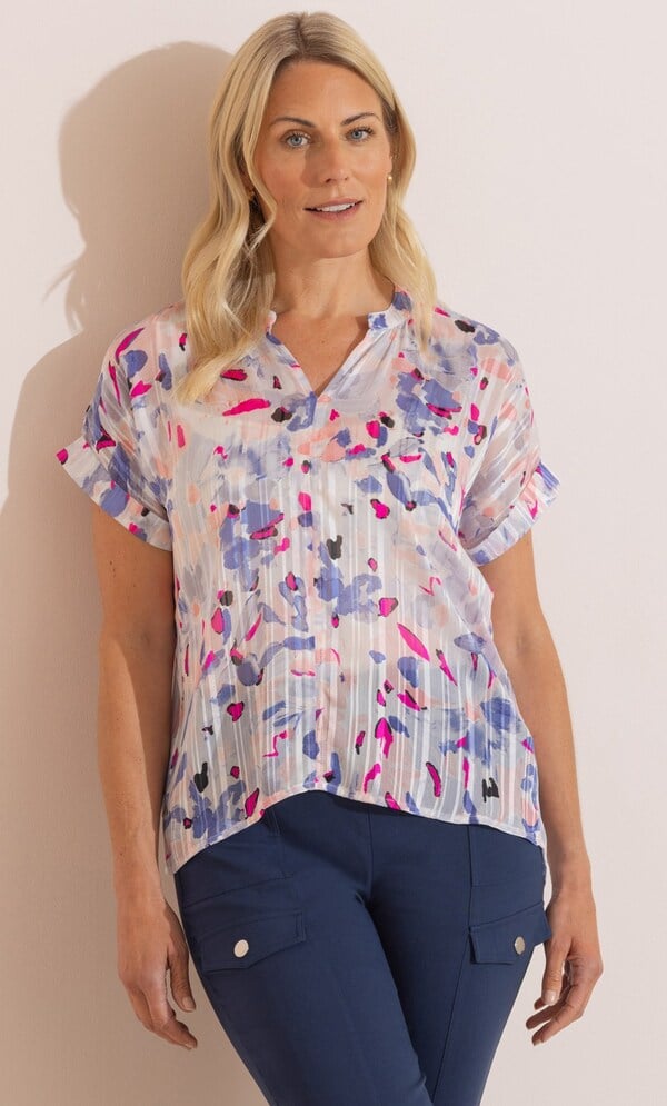 Anna Rose Short Sleeve Printed Top