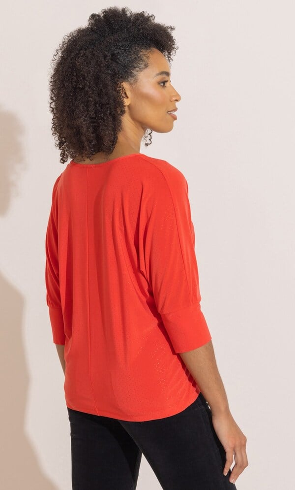 Foil Spot Batwing Top