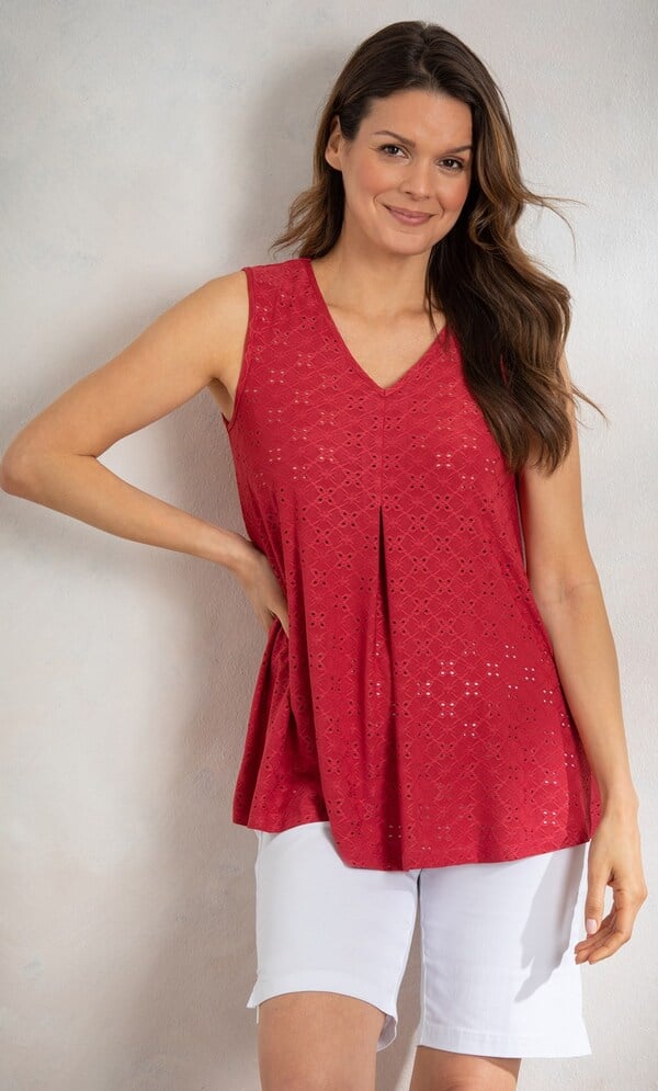 Eyelet Cut Sleeveless Top