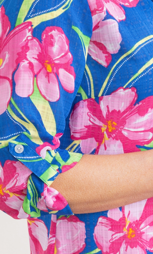 Anna Rose Bouquet Print Shirt With Necklace