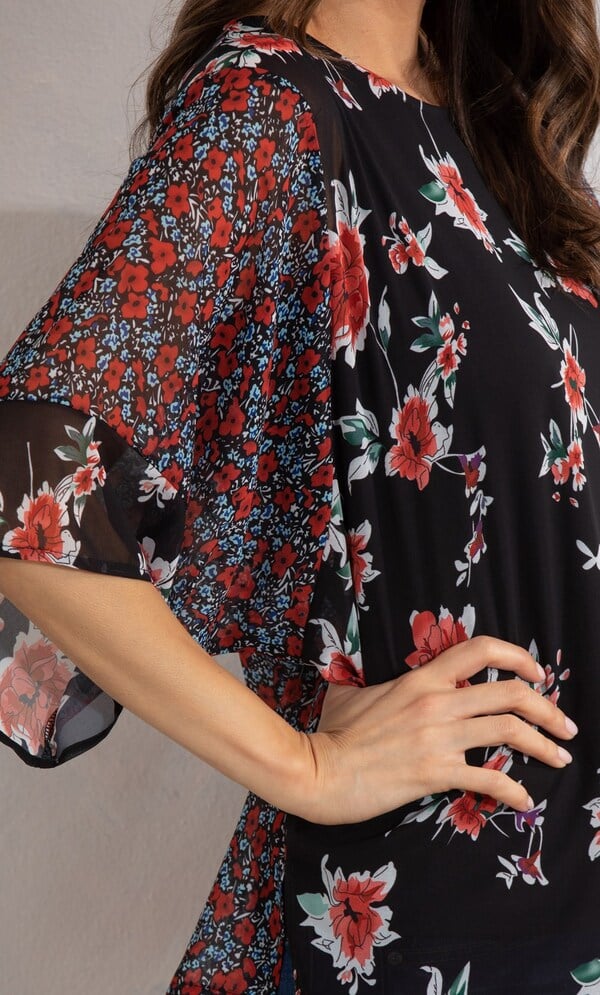 Panelled Mixed Floral Print Top