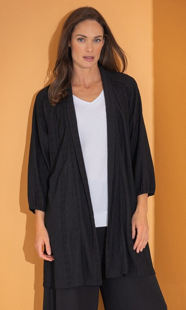 Patterned Open Front Jersey Cardigan
