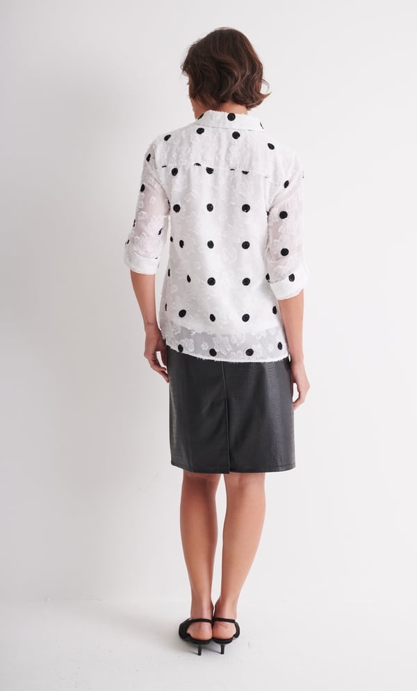 Embroidered Polka Dot Blouse