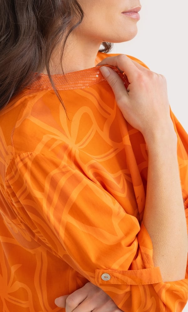 Embellished Printed Relaxed Fit Cotton Top