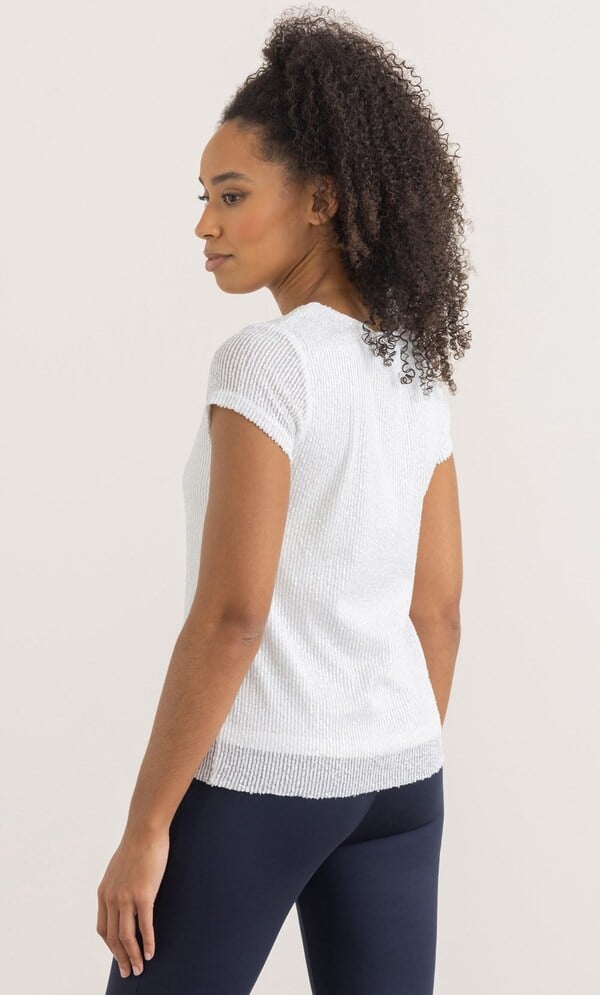 Short Sleeve Sequin Mesh Top