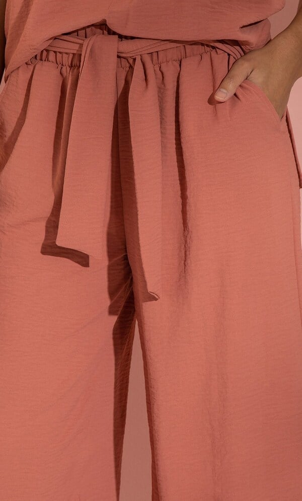 Cropped Wide Leg Pull On Trousers