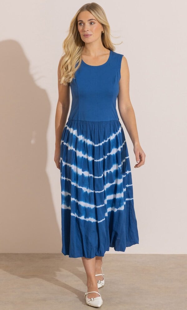 Tie Dye Cotton Midi Dress