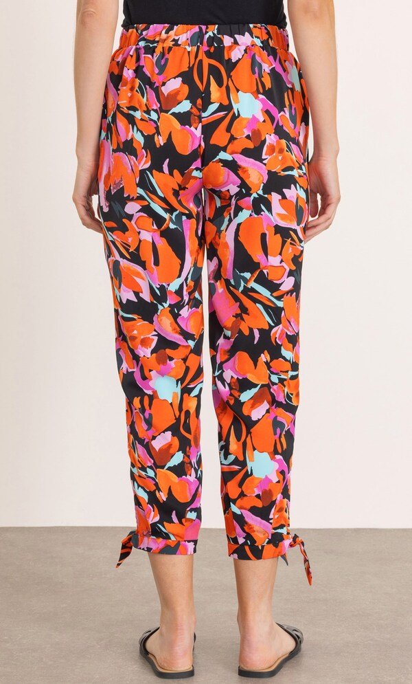 Printed Tie Hem Crop Trousers