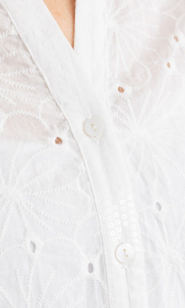 Anna Rose Embroidered And Sequin Cotton Blouse