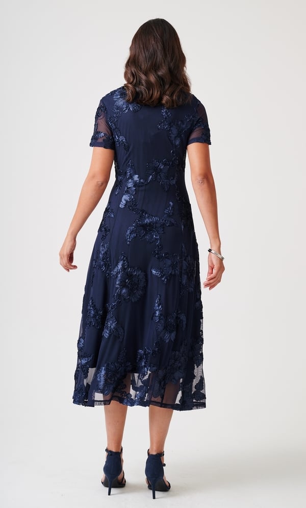 Anna Rose Cornelli Mesh Fit & Flare Midi Dress