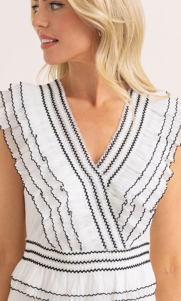 Frilled Mesh Midi Dress