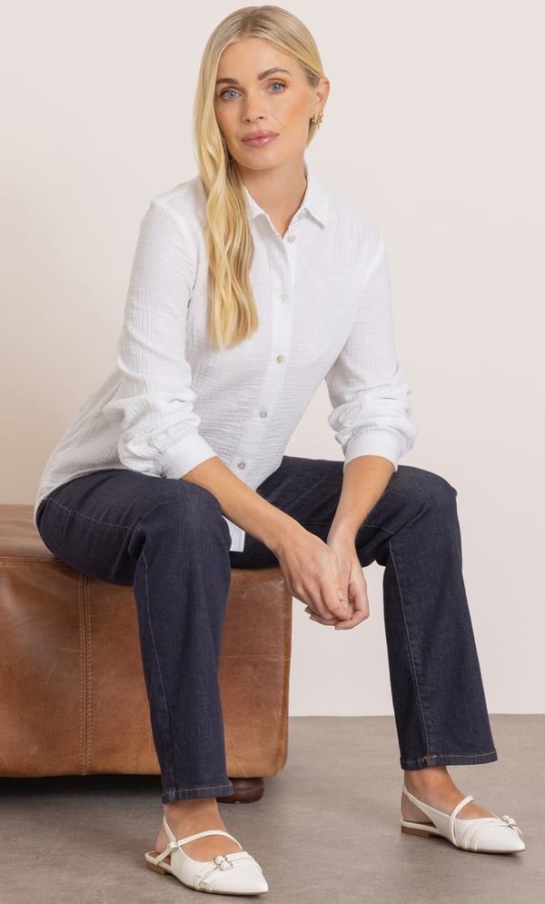 Embroidered Cotton Long Sleeve Shirt