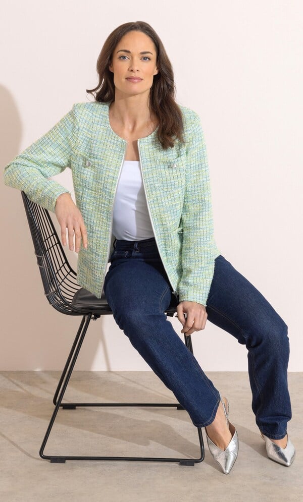 Textured Knitted Zip Up Jacket
