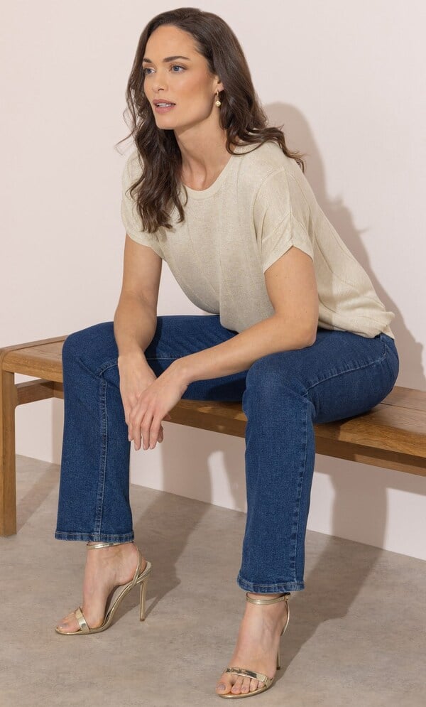 Shimmer Short Sleeve Knit Top