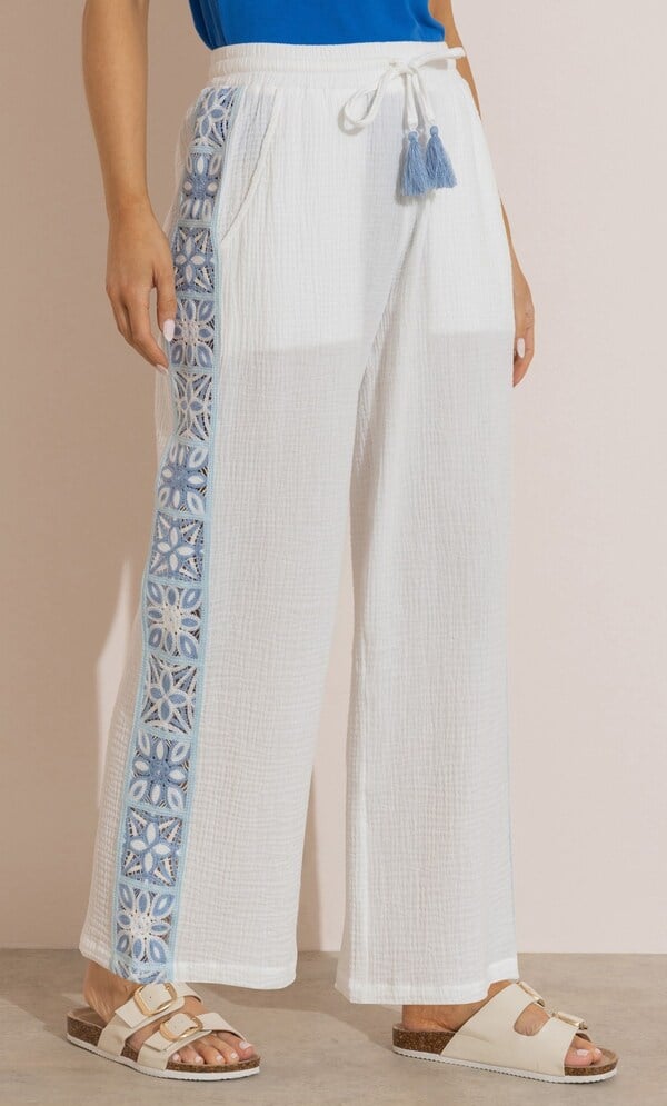 Cotton Crochet Wide Leg Trousers