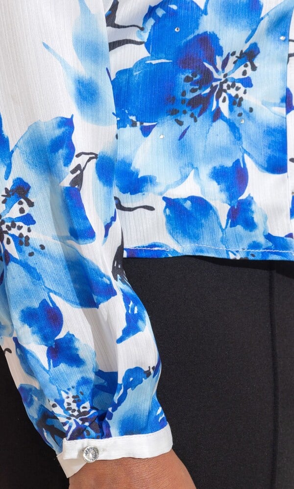 Anna Rose Embellished Floral Border Print Blouse