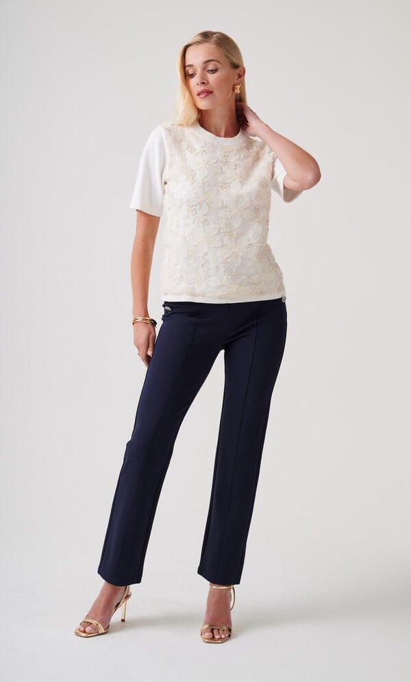 Floral Embellished Knitted Top