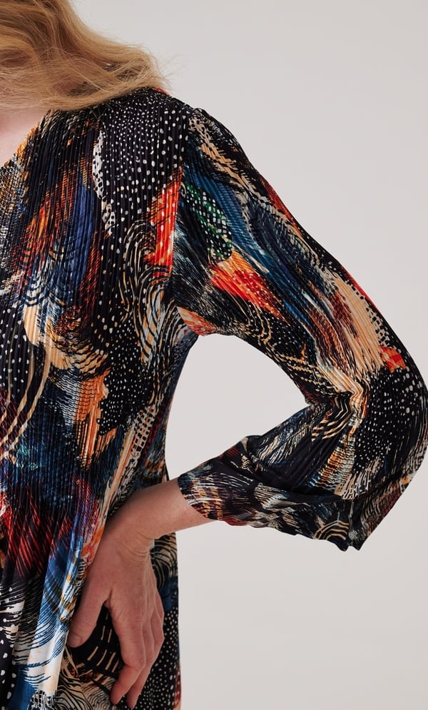 Pleated Abstract Print Top