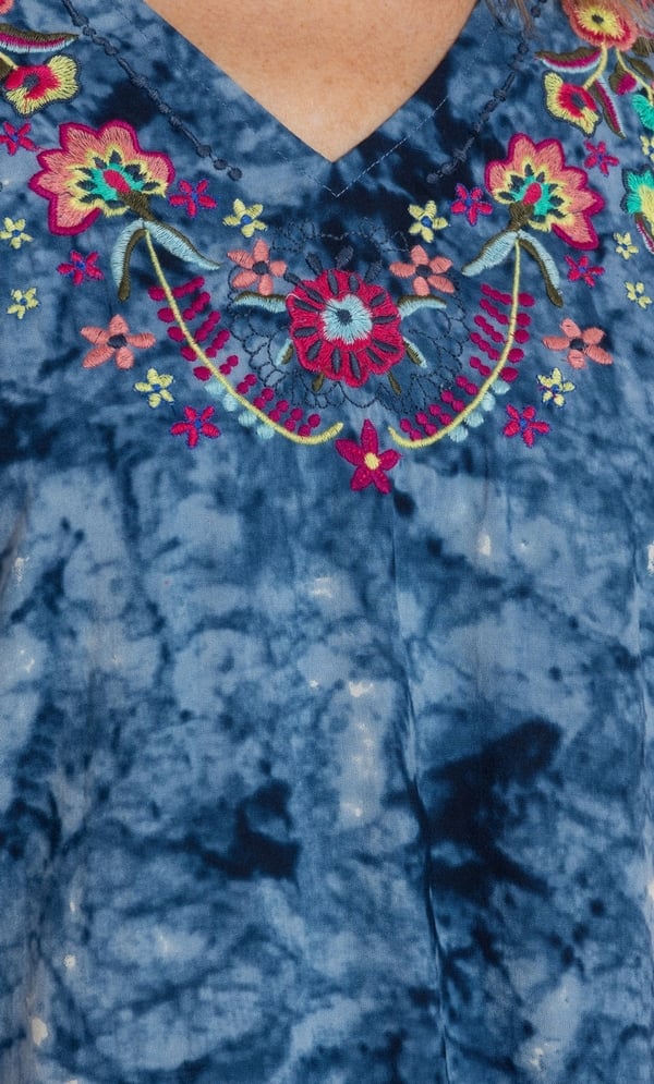 Anna Rose Embroidered Tie Dye Top