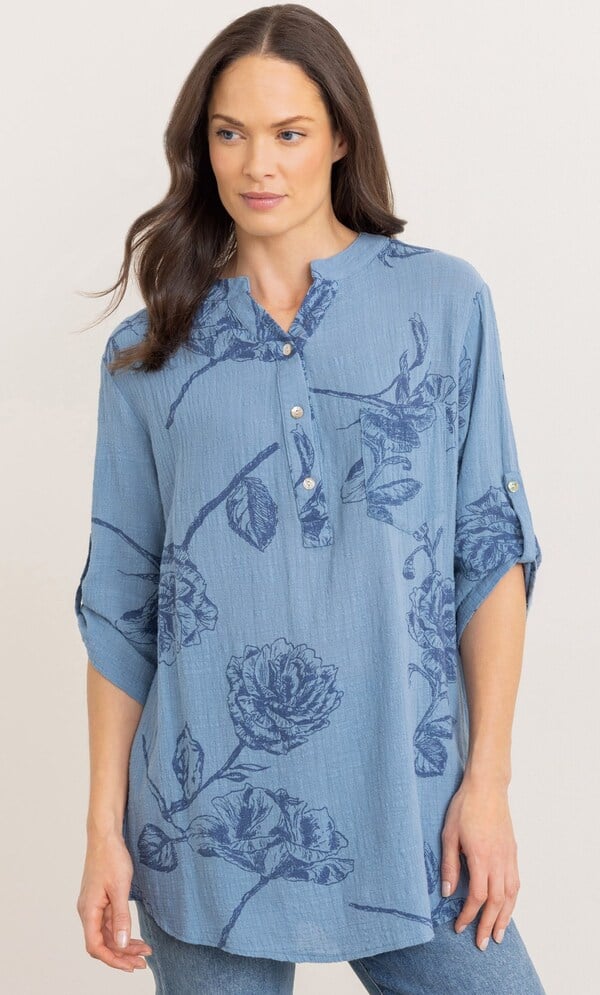 Printed Textured Cotton Top
