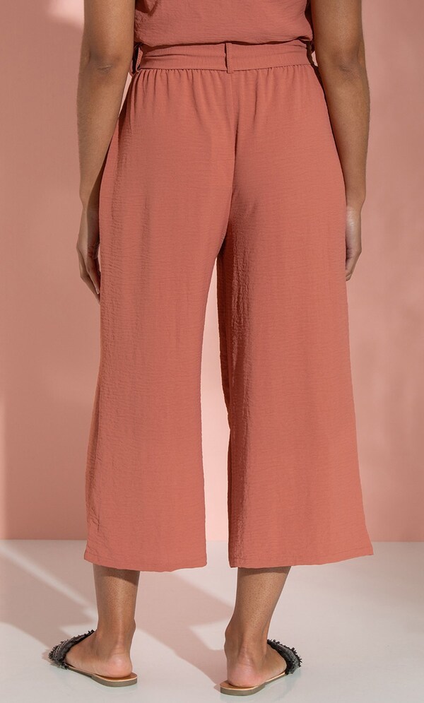 Cropped Wide Leg Pull On Trousers